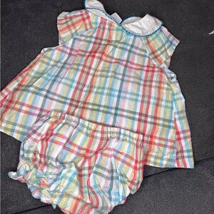 Bella Bliss plaid spring summer top and diaper cover set toddler girl 24m bow